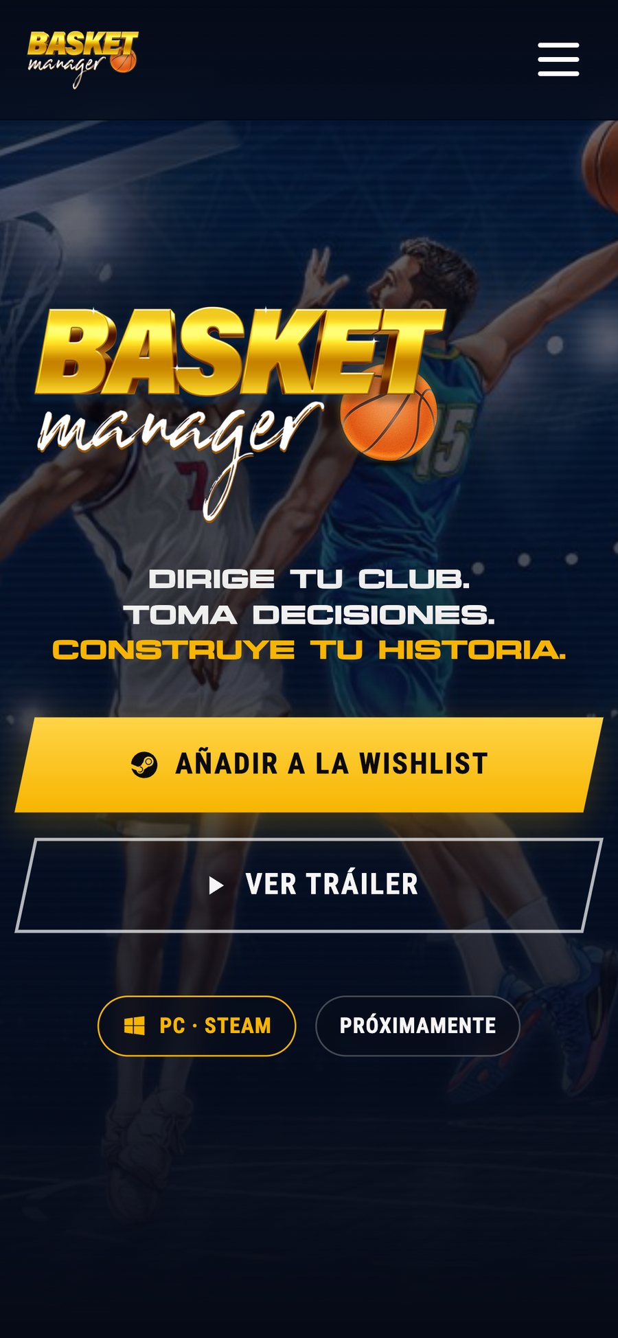 Web de Basket Manager en el móvil