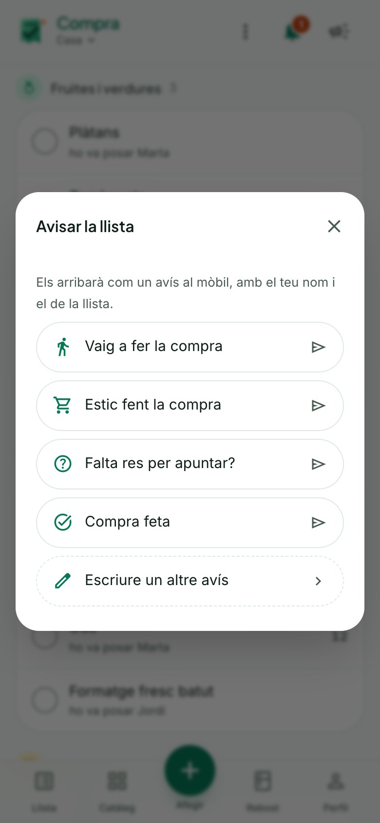 Avisar la llista