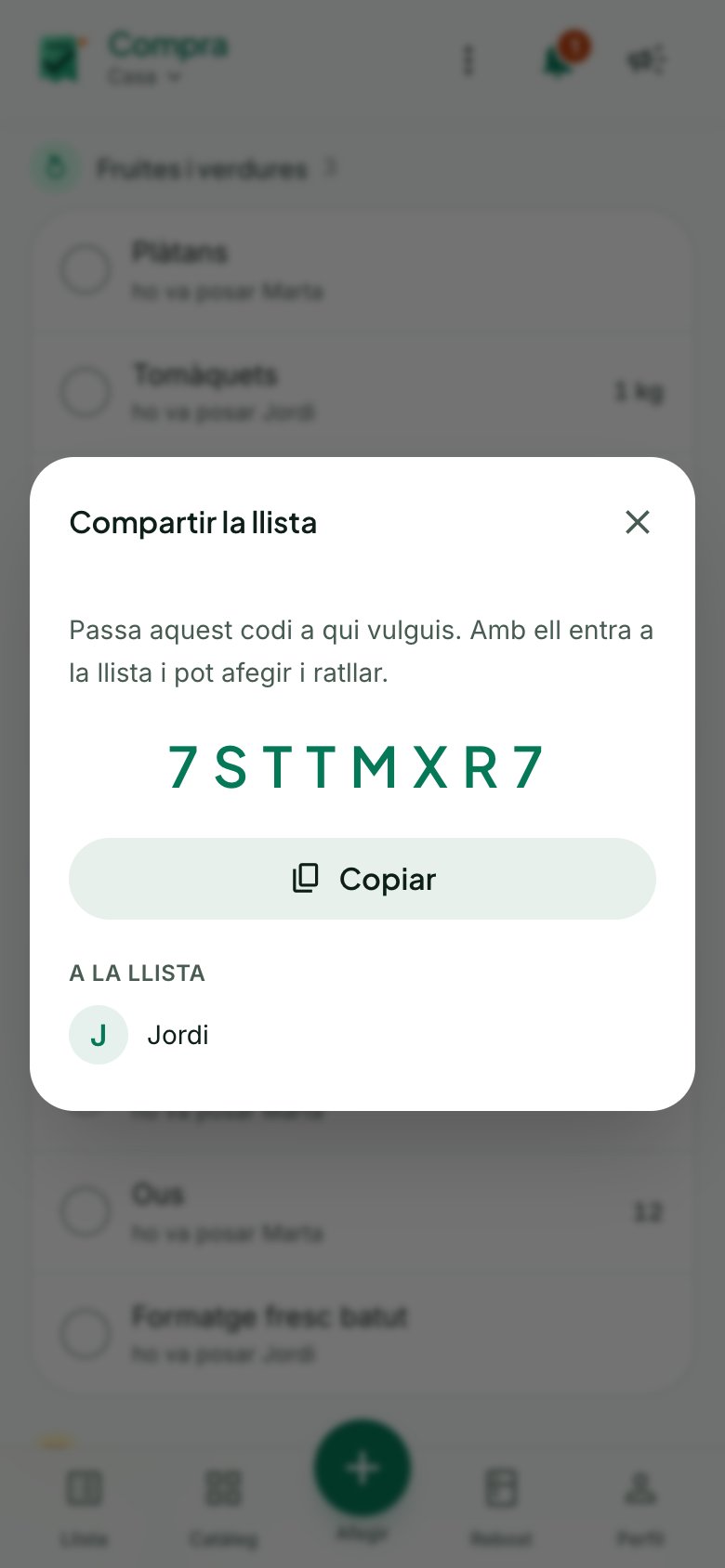 Compartir la llista amb un codi