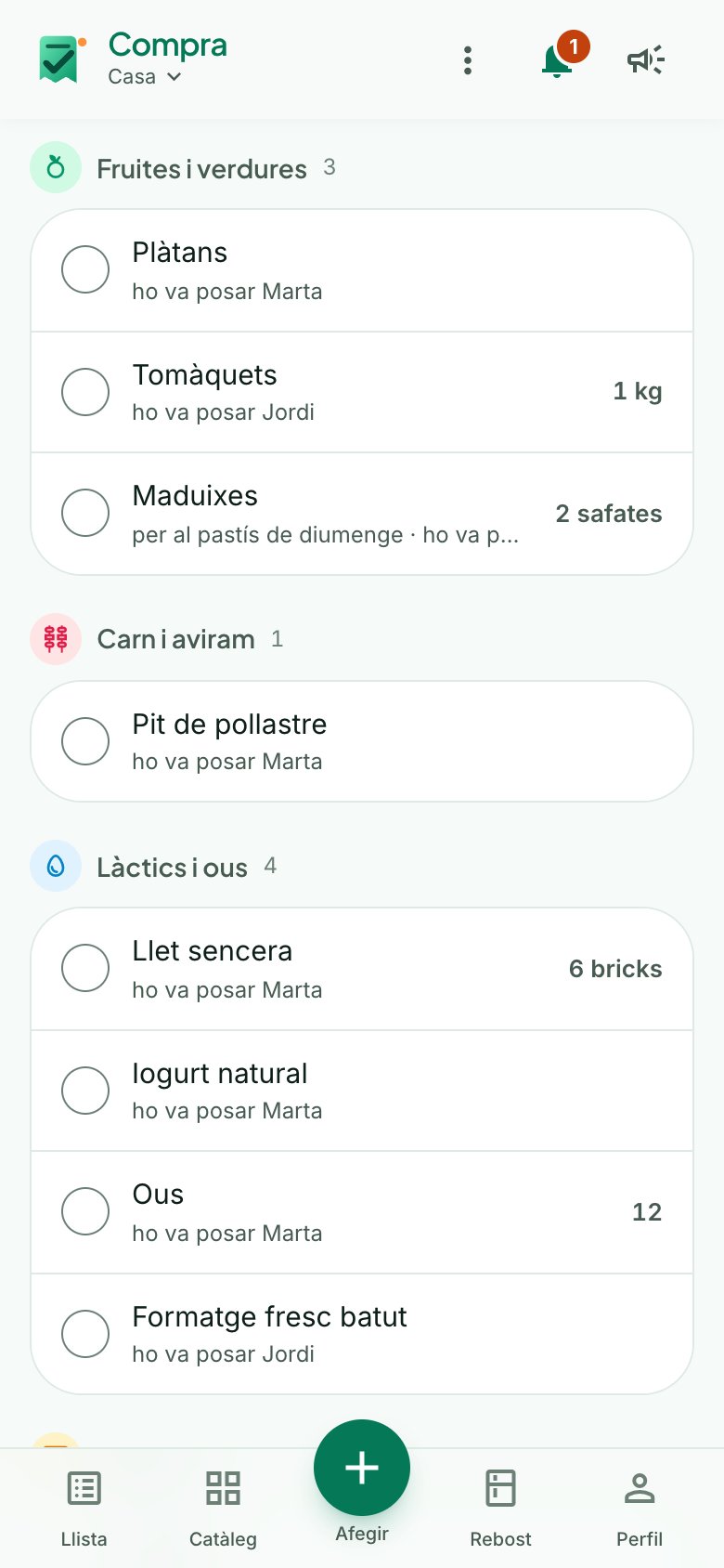 La llista de la compra de casa