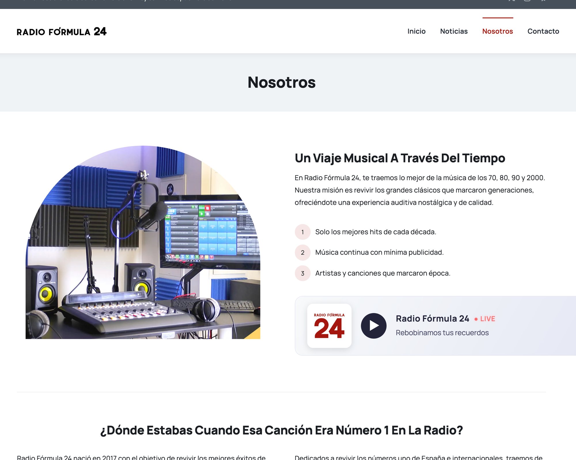 Página «Nosotros» de Radio Fórmula 24