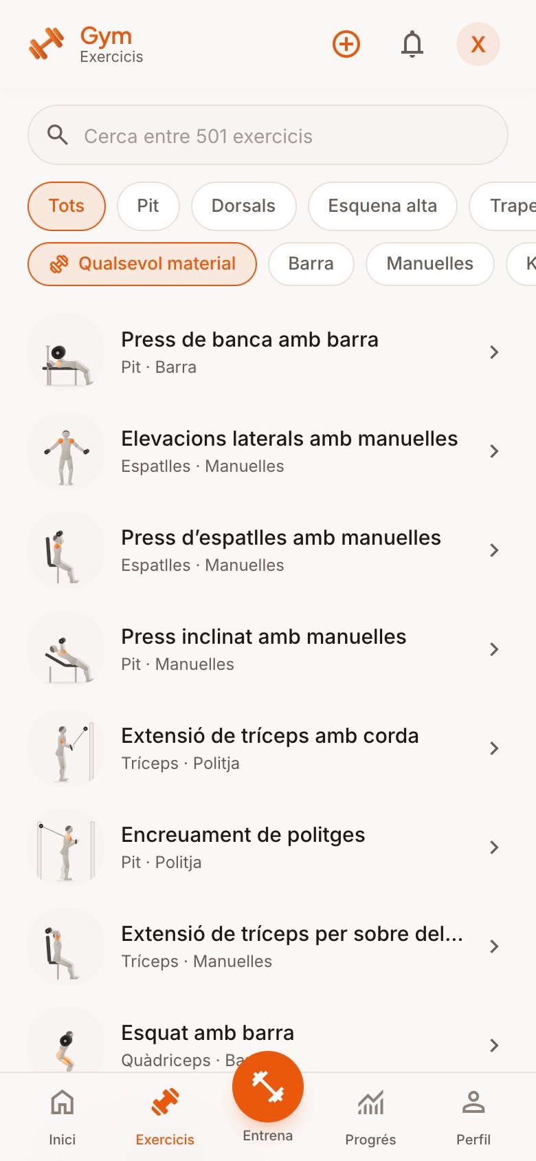 El catàleg d’exercicis