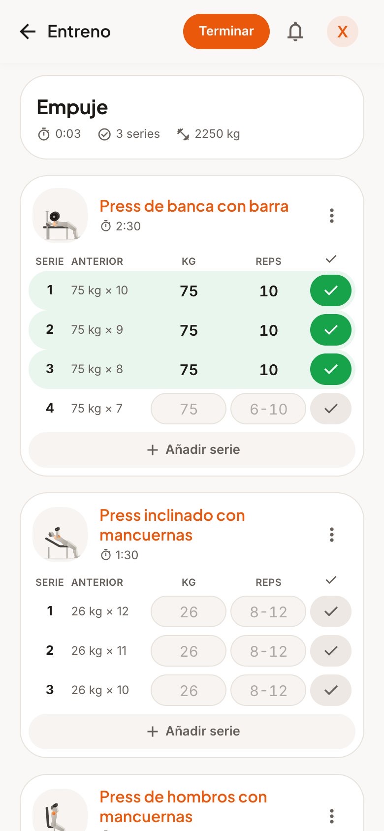 Entreno en curso