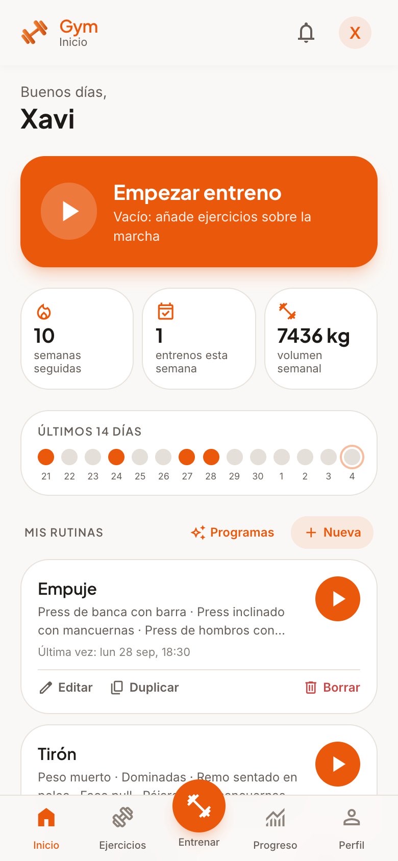 Inicio de Gym