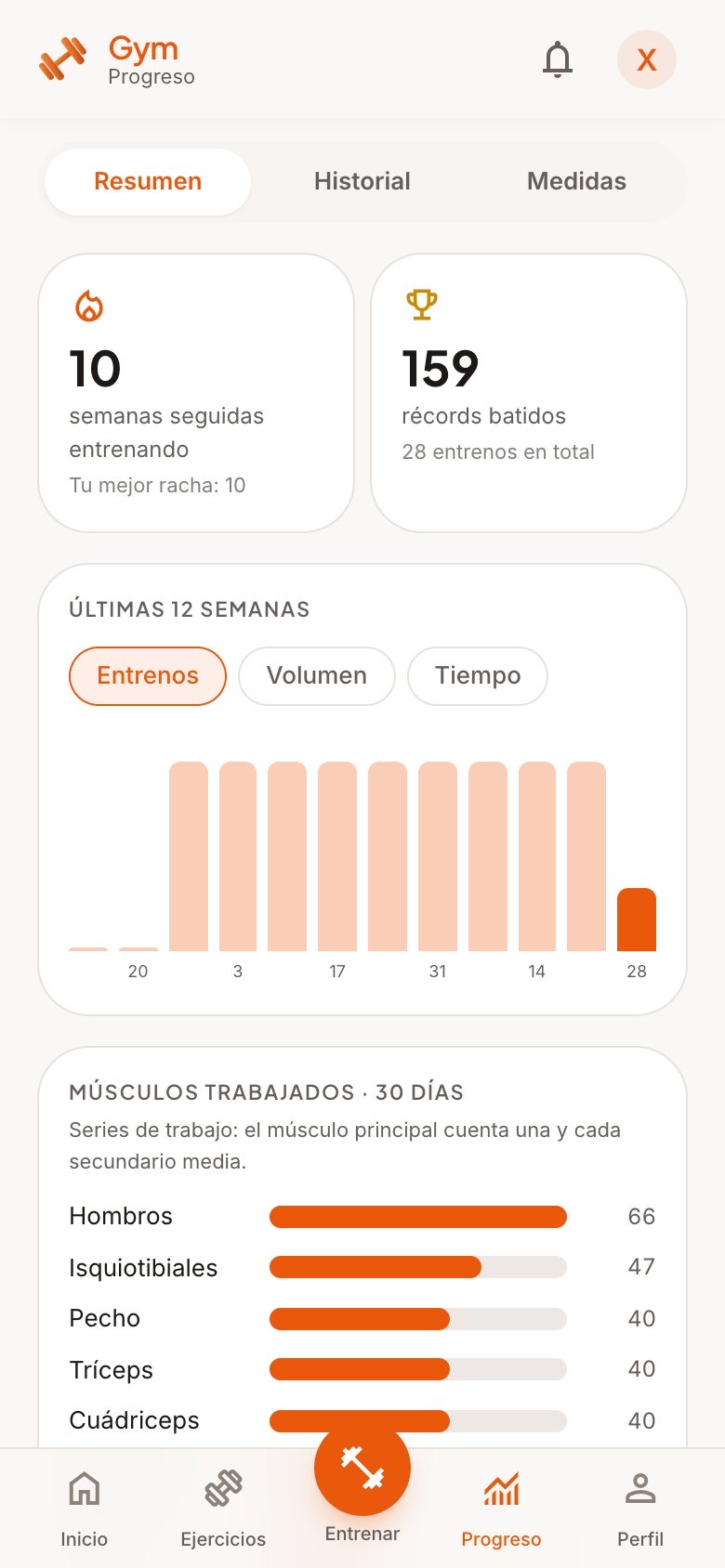 Resumen del progreso