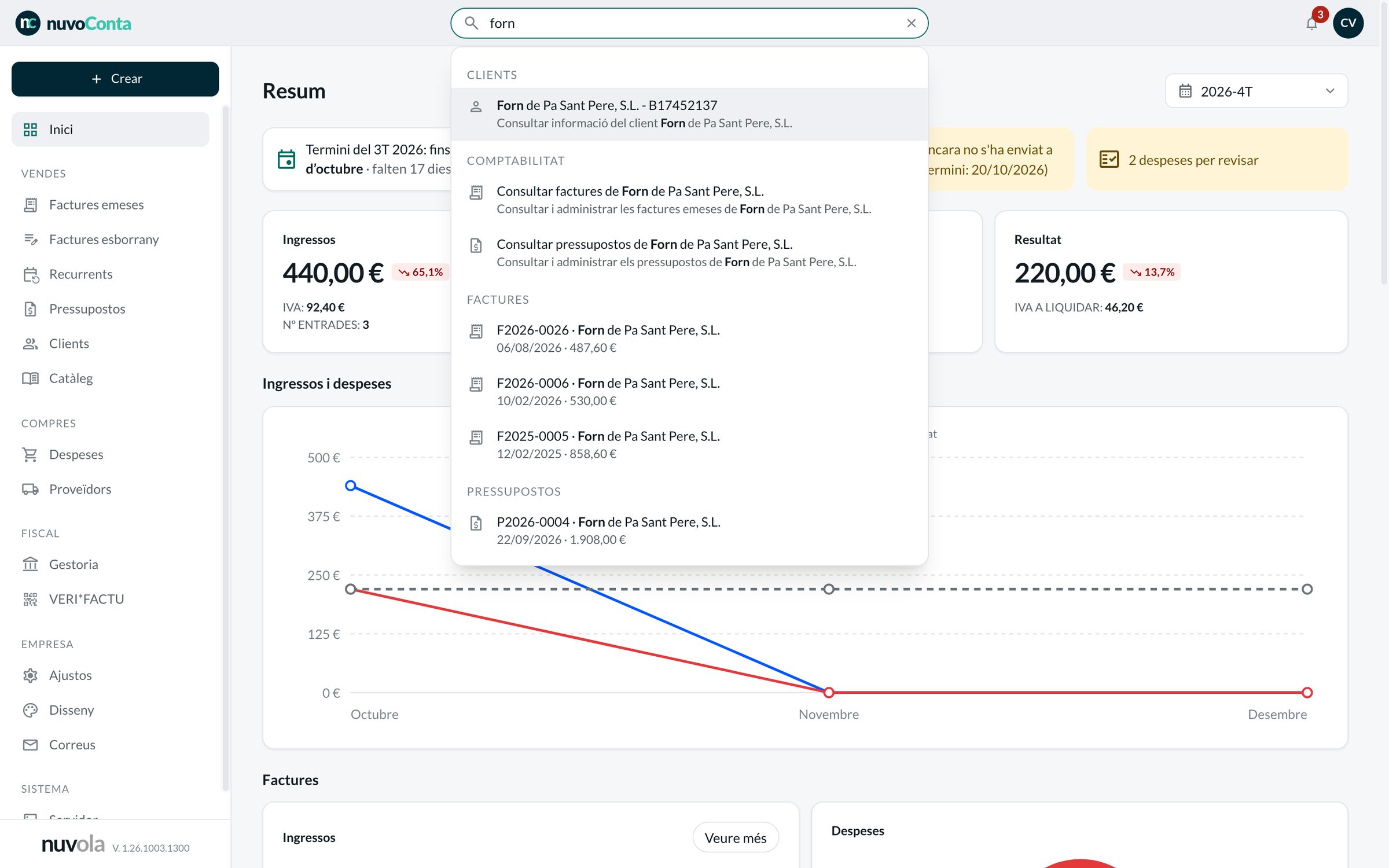 Cercador global amb resultats