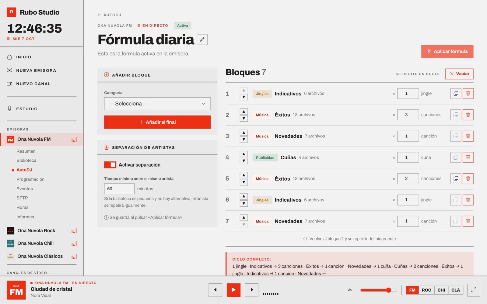 Editor de fórmulas del AutoDJ por bloques