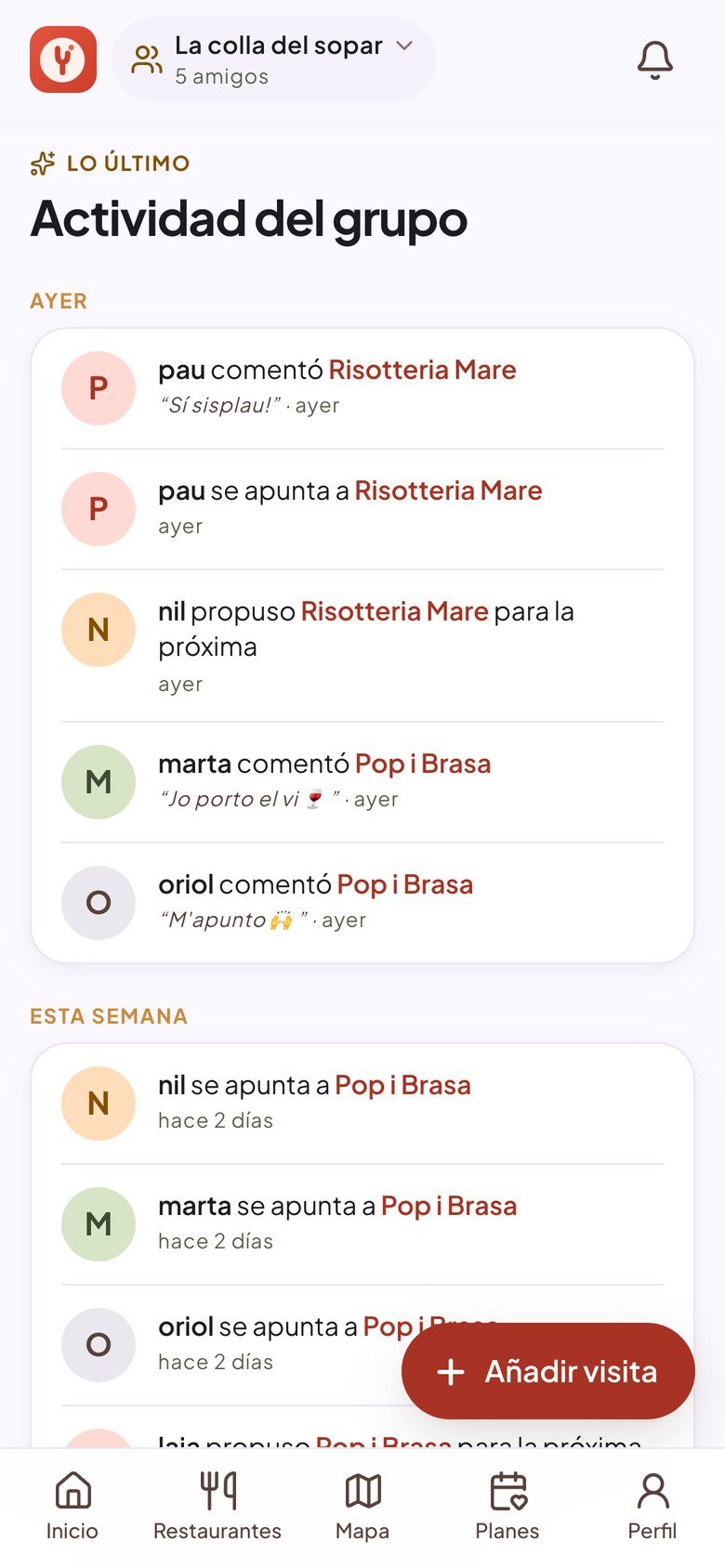 Activitat del grup