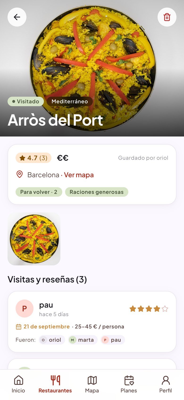 Fitxa d'un restaurant